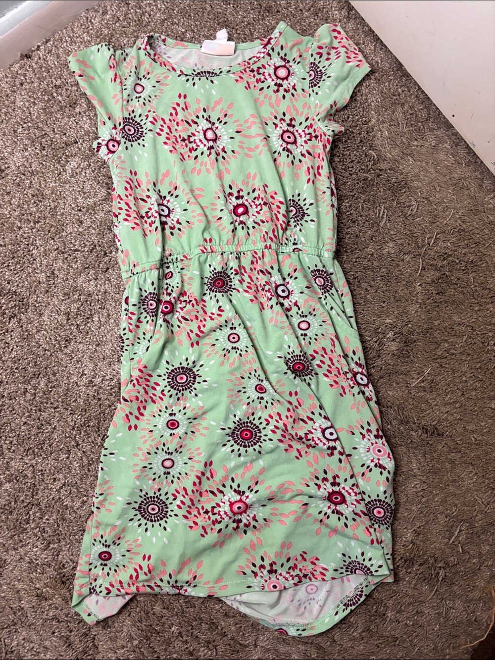 Girls Mint Green Floral Casual Dress